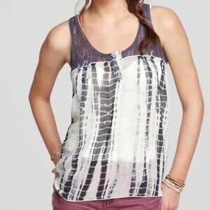 Free People Susquehanna Crochet Tie Dye Tank Top Purple/Black/White Size Medium